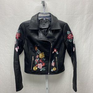 Romeo+Juliet Couture Women's Black Floral Embroidered Jacket-Medium